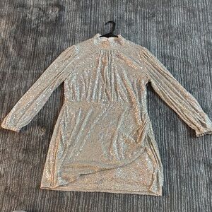 Nine West Silver Long Sleeve Dress